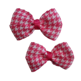 Cherish Hair Bow - Pink Houndstooth - Hair Accessories for Girl Baby Children Pinkberry Kisses Non Slip Hair Clip Pair of Hair Bows