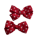 Cherish Hair Bow - Red and White Spotty Bow - Hair Accessories for Girl Baby Children Pinkberry Kisses Non Slip Hair Clip Pair of Hair Bows