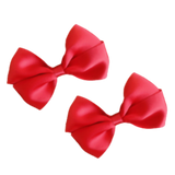 Cherish Hair bow for Children - satin red Hair Accessories for Girl Baby Children Pinkberry Kisses Non Slip Hair Clip Pair of Hair Bows