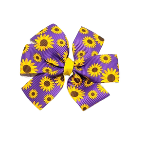 Chica Hair Bow - Sunflowers purple Non Slip Hair Clip Baby toddler Hair Accessories Pinkberry Kisses