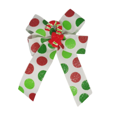 Amore Hair Bow - Christmas Glitter Spot Bow with Christmas Stocking Embellishment 7cm (w) Pinkberry KIsses