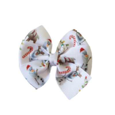 Christmas Hair Accessories - Bella Bow Christmas Snowman with Candy Canes Hair accessories for girls Hair accessories for baby - Pinkberry Kisses