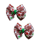 Christmas Hair Accessories - Bella Hair Bow Gingerbread Teddy and Candy Cane Kids Hair Bow Christmas Hair Bow Hair accessories for girls Hair accessories for baby - Pinkberry Kisses Pair of Hair Bows 
