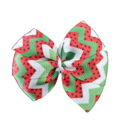 Christmas Hair Accessories - Bella Hair Bow Red and Green Zig Zag Xmas Hair accessories for girls Hair accessories for baby Toddler Non Slip Hair Clip - Pinkberry Kisses