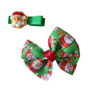 Hair accessories for girls Hair accessories for baby - Pinkberry Kisses Christmas hair accessories - Bow and clip set Green Santa