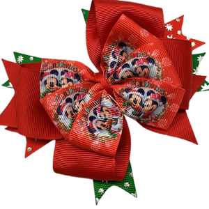Hair accessories for girls Hair accessories for baby - Pinkberry Kisses Christmas hair accessories - Stacked Layered Hair Bow Christmas Minnie and Mickey Mouse