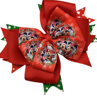 Hair accessories for girls Hair accessories for baby - Pinkberry Kisses Christmas hair accessories - Stacked Layered Hair Bow Christmas Minnie and Mickey Mouse