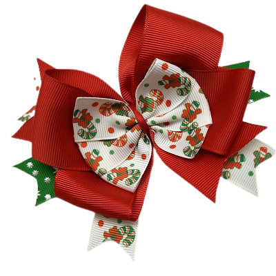 Hair accessories for girls Hair accessories for baby - Pinkberry Kisses Christmas hair accessories - Stacked Layered Hair Bow Christmas Candy Canes