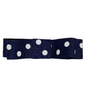 Deluxe Hair Bow - Navy and White Spotty Hair Accessories - Pinkberry Kisses Non Slip Hair Bow