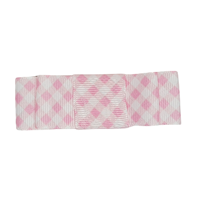 Deluxe Hair Bow - Pink and White Checked Hair Accessories - Pinkberry Kisses Non Slip Hair Bow
