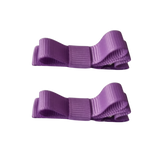 School Hair Accessories - School Deluxe Non Slip Hair Clippies 1 Colour (Set of 2) Non Slip Hair Clip Bows Pinkberry Kisses Baby Toddler Girl Hair Bow Grape Purple