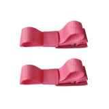 School Hair Accessories - School Deluxe Non Slip Hair Clippies 1 Colour (Set of 2) Non Slip Hair Clip Bows Pinkberry Kisses Baby Toddler Girl Hair Bow Hot Pink 