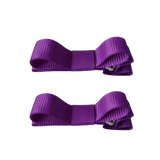 School Hair Accessories - School Deluxe Non Slip Hair Clippies 1 Colour (Set of 2) Non Slip Hair Clip Bows Pinkberry Kisses Baby Toddler Girl Hair Bow Purple