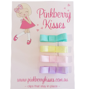 Deluxe Hair Bow Clips for Girls Babies- Pastel - Non Slip Hair Clips