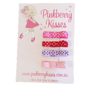 Deluxe Hair Bow Clips for Girls Babies- Spots - Non Slip Hair Clips