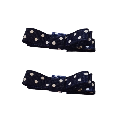 Deluxe Hair clips - Spotty Navy and White non Slip Baby Toddler Hair Clip Hair Accessories Pair Set Pinkberry Kisses