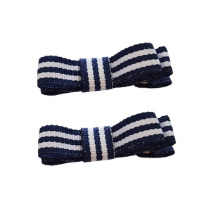 Deluxe Hair clips - Striped Navy and White non Slip Baby Toddler Hair Clip Hair Accessories Pair Set Pinkberry Kisses