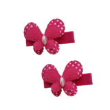 Embellished Hair Clip - Butterfly Spotty Bright Pink Non Slip Hair Clip Baby Girl Hair Accessories Pair of Hair Clips 