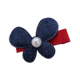 Non Slip Butterfly Hair Clip Hair accessories for Baby, Toddler & girls - Butterfly Red and Navy Demin Kisses