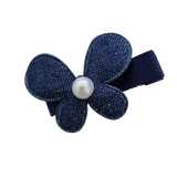 Non Slip Butterfly Hair Clip Hair accessories for Baby, Toddler & girls - Butterfly Navy and Navy Demin Kisses