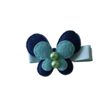 Embellished Non Slip Hair Clip - Butterfly Two Colour Non Slip Hair Clip Baby Girl Hair Accessories Navy and Light Blue 