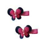 Embellished Non Slip Hair Clip - Butterfly Two Colour Non Slip Hair Clip Baby Girl Hair Accessories Navy and Pink Pair of Hair Clips