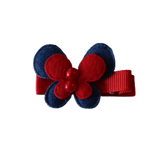Embellished Non Slip Hair Clip - Butterfly Two Colour Non Slip Hair Clip Baby Girl Hair Accessories Navy and Red