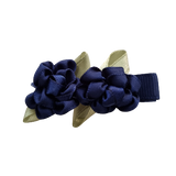 Embellished Non Slip Hair Clip Hair accessories for girls - Cabbage Rose Duo Blue Navy