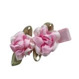 Embellished Non Slip Hair Clip Hair accessories for girls - Cabbage Rose Duo  Pink and white