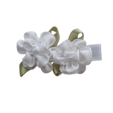 Embellished Non Slip Hair Clip Hair accessories for girls - Cabbage Rose Duo  White