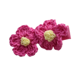 Embellished Non Slip Hair Clip - Crochet flower duo Baby Girl Toddler Hair Accessories Pinkberry Kisses