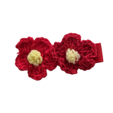 Embellished Non Slip Hair Clip - Crochet flower duo Baby Girl Toddler Hair Accessories Pinkberry Kisses