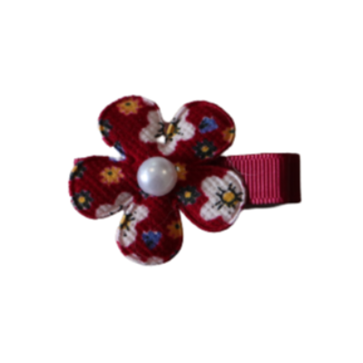 Embellished Non Slip Hair Clip - Floral Flower Hair Clip Baby Toddler Hair Accessories Pinkberry Kisses Burgundy