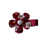 Embellished Non Slip Hair Clip - Floral Flower Hair Clip Baby Toddler Hair Accessories Pinkberry Kisses Burgundy
