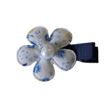 Embellished Non Slip Hair Clip - Floral Flower Hair Clip Baby Toddler Hair Accessories Pinkberry Kisses White with Blue 