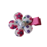 Embellished Non Slip Hair Clip - Floral Flower Hair Clip Baby Toddler Hair Accessories Pinkberry Kisses White with Pink