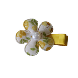 Embellished Non Slip Hair Clip - Floral Flower Hair Clip Baby Toddler Hair Accessories Pinkberry Kisses White with Yellow