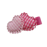 Embellished Non Slip Hair Clip - Heart Duo Pink Gingham Pinkberry Kisses Baby Toddler Hair Accessories Pinkberry Kisses