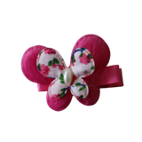 Embellished Non Slip Hair Clip - Large Floral Butterfly Bright Pink