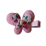 Embellished Non Slip Hair Clip - Large Floral Butterfly Light Pink