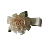 Embellished Non Slip Hair Clip - Satin Flower Baby Toddler Hair Accessories Pinkberry Kisses Cream 