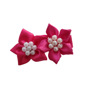 Satin flower discount hair clips