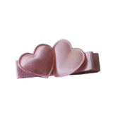 Embellished Non Slip Hair Clip - Satin Heart Duo Baby and Toddler Hair Clip Hair Accessories Pinkberry Kisses Light Pink