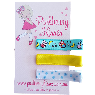 Everyday non slip hair clips - Bedtime Owls - Ballet Love Baby Hair Accessories Toddler Hair Accessories Girl Hair Accessories Pinkberry Kisses