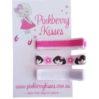 Everyday non slip hair clips - Dora on pink - Ballet Love Baby Hair Accessories Toddler Hair Accessories Girl Hair Accessories Pinkberry Kisses