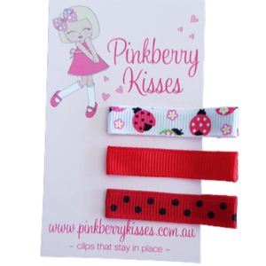 Everyday non slip hair clips - Ladybird in red - Ballet Love Baby Hair Accessories Toddler Hair Accessories Girl Hair Accessories Pinkberry Kisses