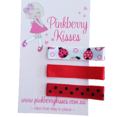 Everyday non slip hair clips - Ladybird in red - Ballet Love Baby Hair Accessories Toddler Hair Accessories Girl Hair Accessories Pinkberry Kisses