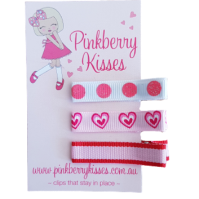 Everyday non slip hair clips - Love Patterns Pinkberry Kisses - Ballet Love Baby Hair Accessories Toddler Hair Accessories Girl Hair Accessories Pinkberry Kisses