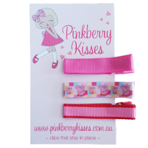 Everyday non slip hair clips - Peppa Pig on pink Baby Hair Accessories Toddler Hair Accessories Girl Hair Accessories Pinkberry Kisses