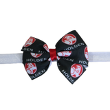 Holden Bella Hair Bow Soft Baby Headband Sports Hair Bow, Sports Team Accessories Pinkberry Kisses AFL